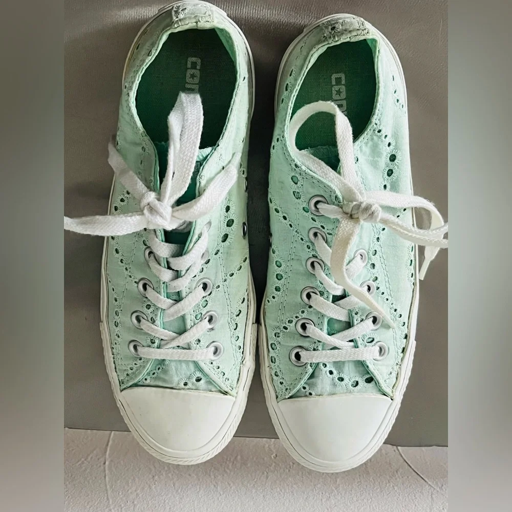 Converse All Star Chuck Taylor shoes Women’s 8 EU 39 Mint Green Sneakers Rare - Picture 6 of 14